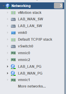 VMware Networking Menu