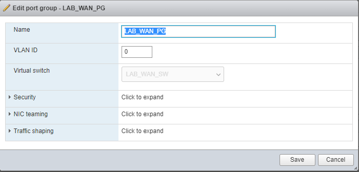 Get Internet To Homelab VMware Port Group