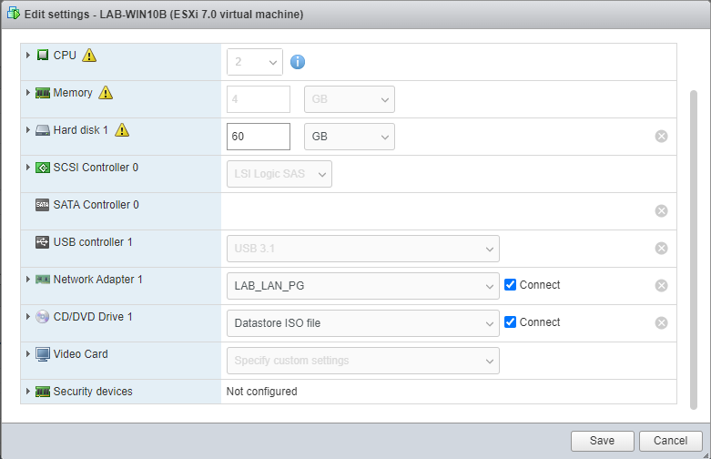 VMware Lab VM Network Config