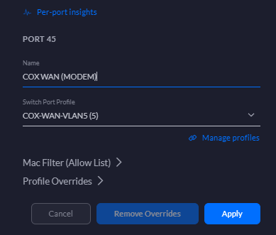 Get Internet To Homelab Unifi Switch Port Configuration