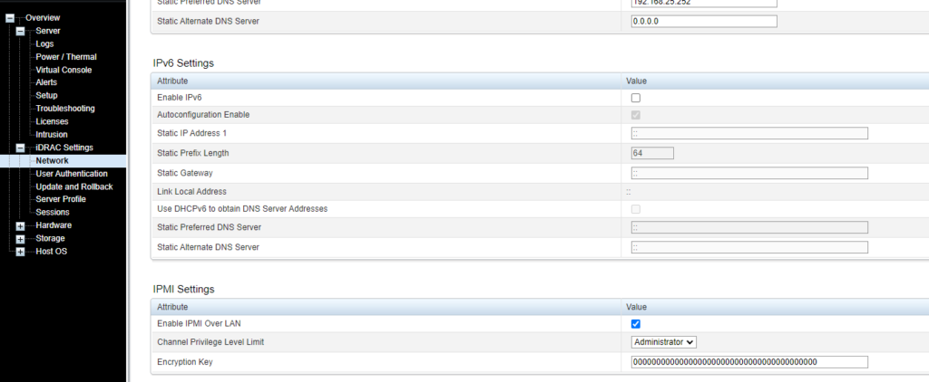 iDRAC IPMI configuration