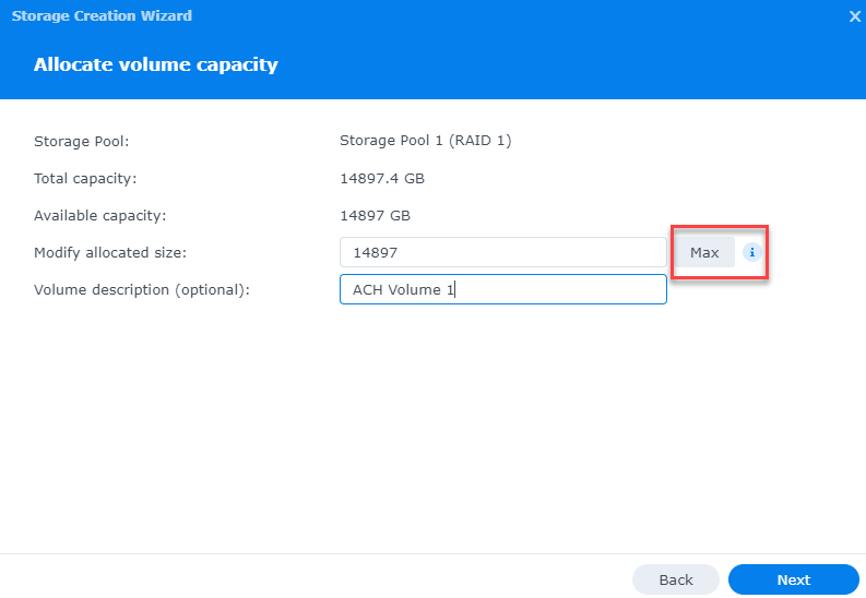 Synology Allocate Volume Capacity