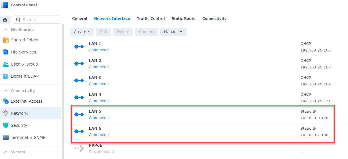 Synology Network Interfaces
